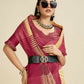 Vishnu Weaves Women's Chiku Raw Silk Thread Woven Saree with Blouse - Swadesiicart