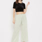 Wahe-NOOR Women's Pista Green Straight Solid Palazzo | Swadesiicart