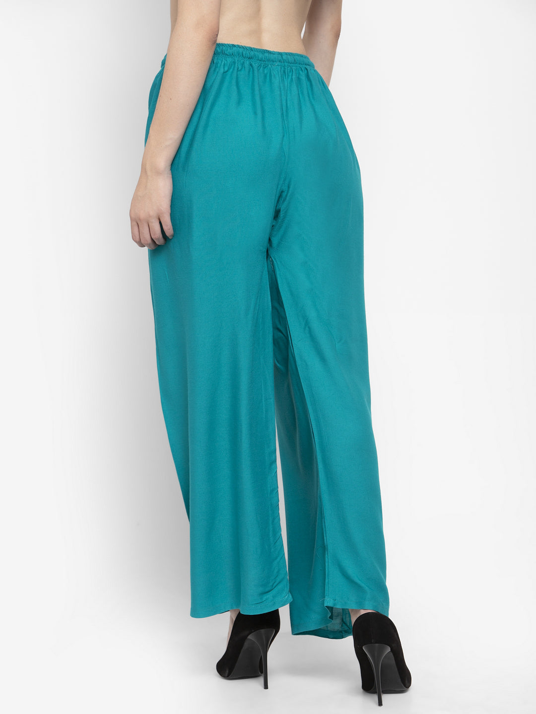 Wahe-NOOR Women's Solid Turquoise & Pista Green Rayon Palazzo (Pack Of 2) | Swadesiicart