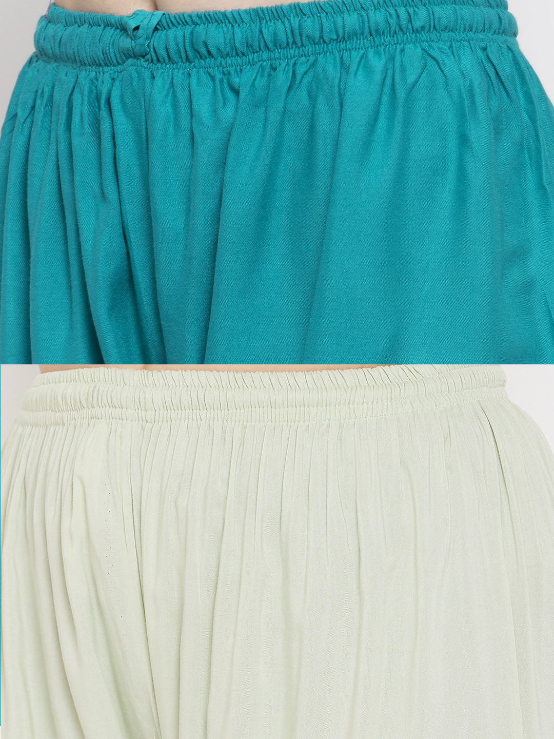 Wahe-NOOR Women's Solid Turquoise & Pista Green Rayon Palazzo (Pack Of 2) | Swadesiicart