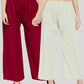 Wahe-NOOR Women's Solid Maroon & Pista Green Rayon Palazzo (Set Of 2) | Swadesiicart