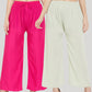 Wahe-NOOR Women's Solid Magenta & Pista Green Rayon Palazzo (Set Of 2) | Swadesiicart