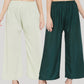 Wahe-NOOR Women's Solid Pista Green & Bottle Green Rayon Palazzo (Set Of 2) | Swadesiicart