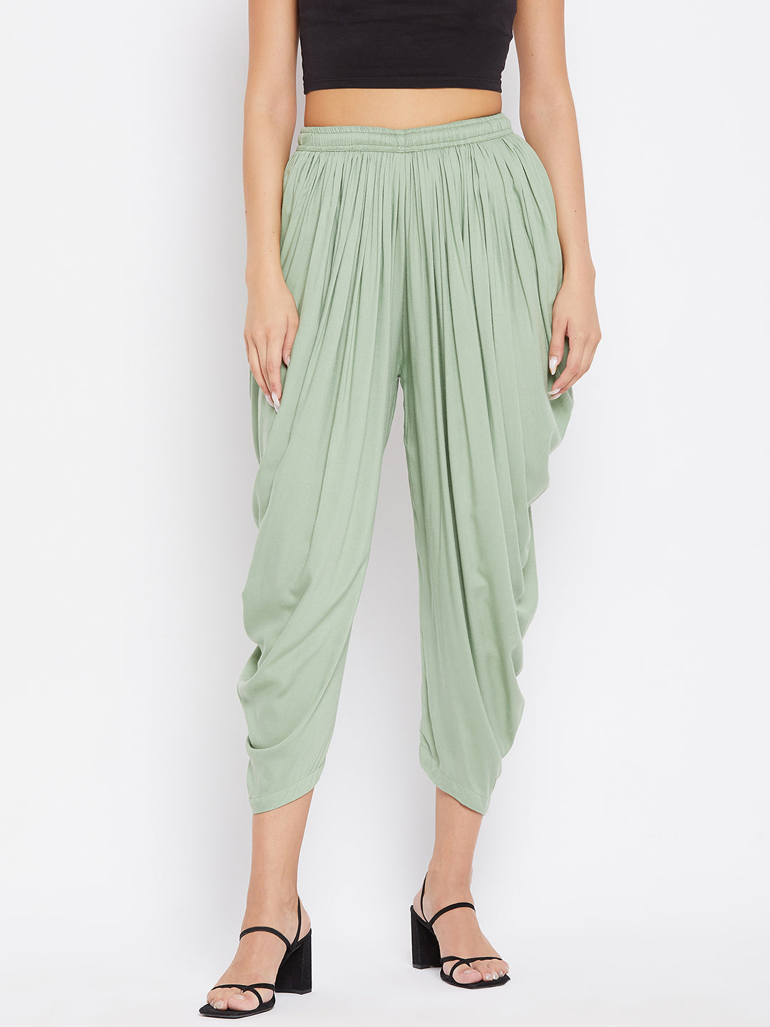 Wahe-NOOR Women's Pista Green Rayon Dhoti Salwar | Swadesiicart