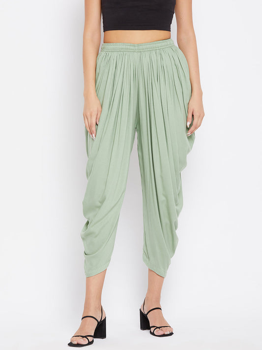 Wahe-NOOR Women's Pista Green Rayon Dhoti Salwar | Swadesiicart