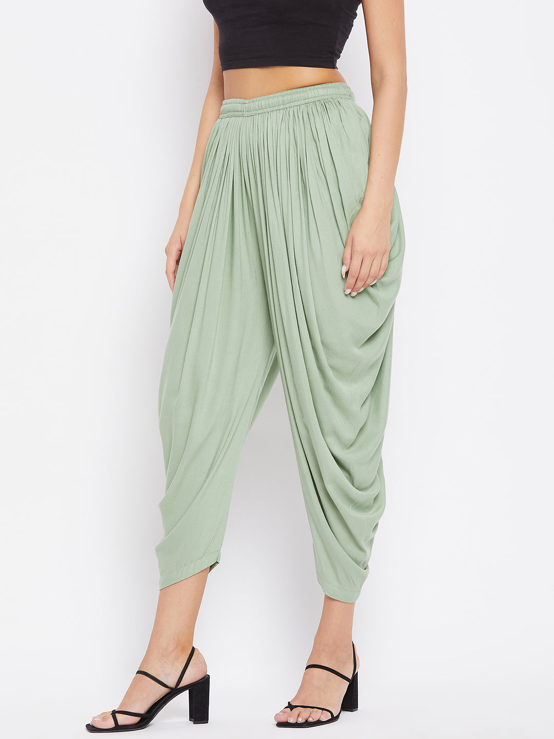Wahe-NOOR Women's Pista Green Rayon Dhoti Salwar | Swadesiicart