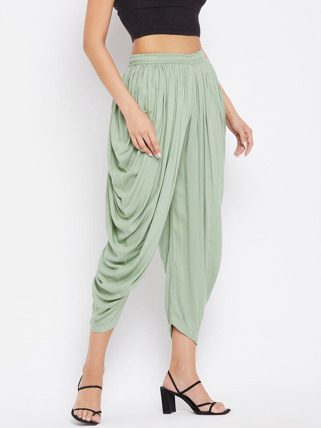Wahe-NOOR Women's Pista Green Rayon Dhoti Salwar | Swadesiicart