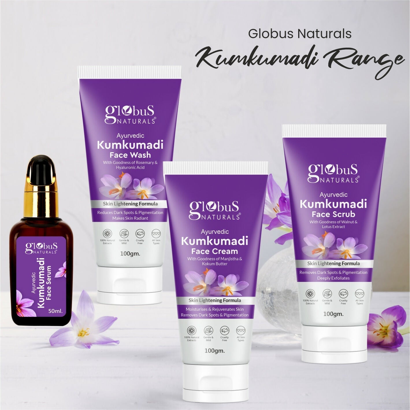 Globus Naturals Ayurvedic Kumkumadi Skin Lightening Face Wash | Swadesiicart