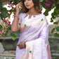 Vishnu Weaves Women's Purple Banarasi Silk Zari Woven Paithani Saree with Unstitched Blouse - Swadesiicart