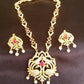 AD Ruby Peacock Necklace Set