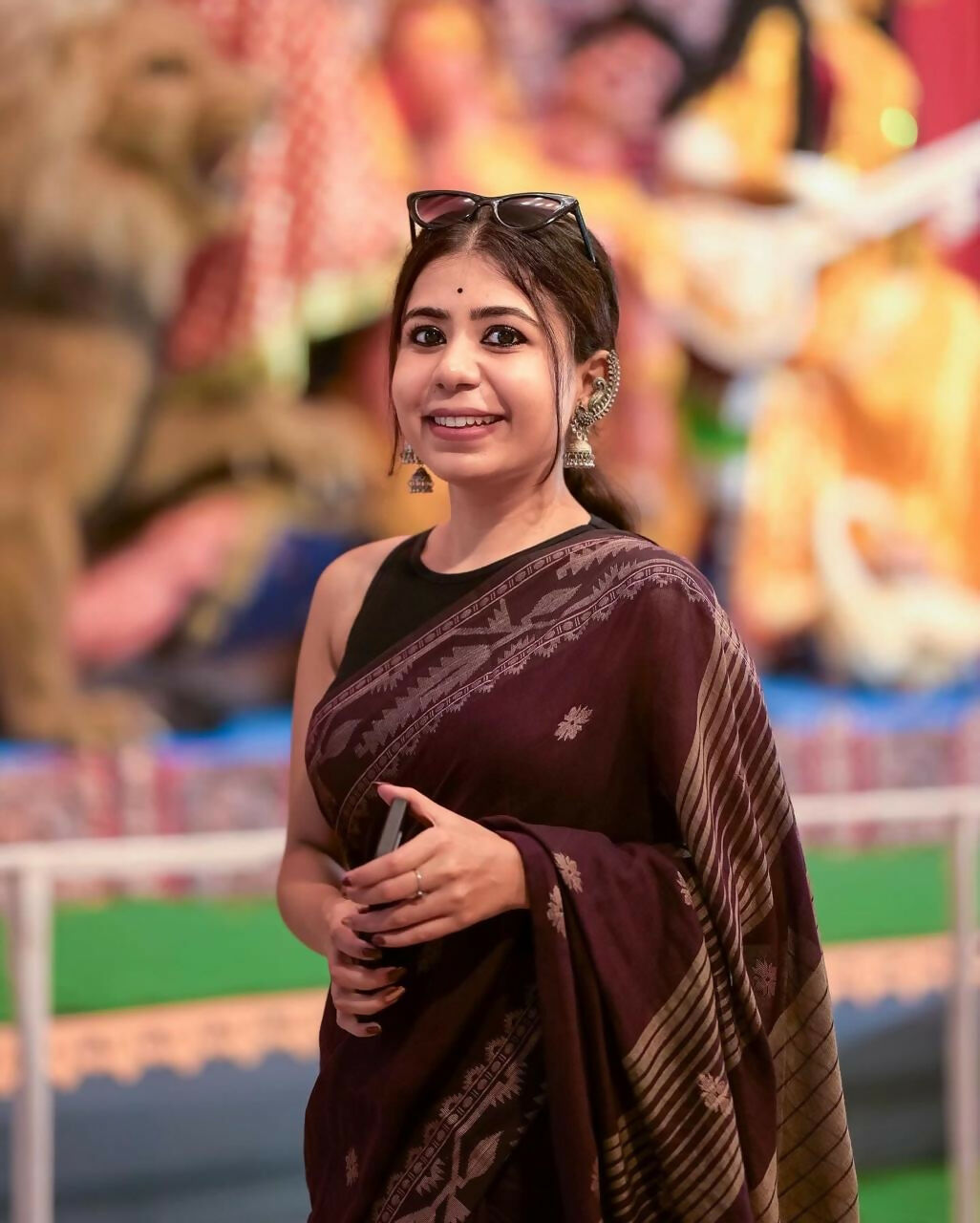 Exclusive Collection Beautiful Brown Pure Cotton Woven Handloom Saree With Running Blouse Piece - Swadesiicart