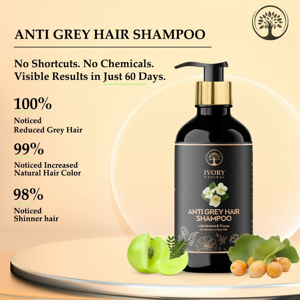 Ivory Natural Grey Hair Shampoo For Nature-Inspired Grey Coverage And Revitalization | Swadesiicart