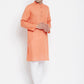 Even Apparels Orange Color Pure Cotton Men's Kurta With Band Collar | Swadesiicart
