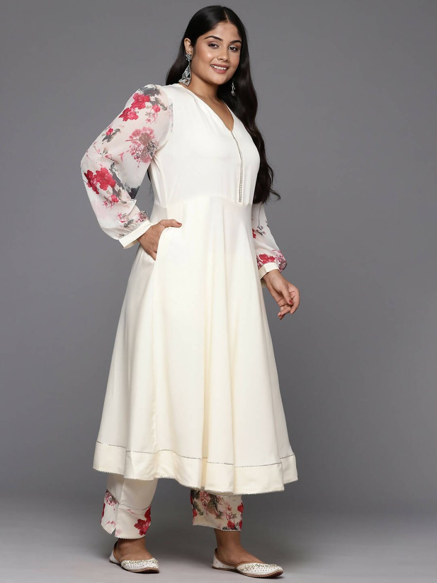 Ahalyaa Women's Traditional wear Kurta Set - Off White | Swadesiicart