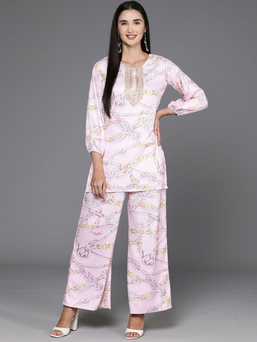 Ahalyaa Women's Traditional Wear Co-ods - Pink - Swadesiicart