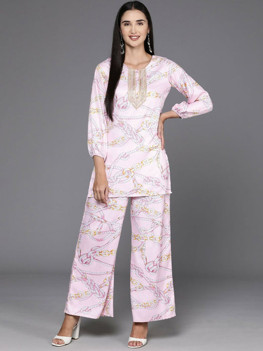 Ahalyaa Women's Traditional Wear Co-ods - Pink - Swadesiicart