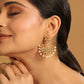 Nuyug 18k Gold-Plated American Diamonds Studded Contemporary Shaped Dangler Earrings | Swadesiicart
