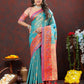 Lorenvalley Fashion Skyblue Kanjivaram Silk Woven Design with Zari Weaving Saree - Swadesiicart