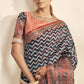 Blue Bhagalpuri Silk Stripe printed with Stone Work & Hand Work Saree - Norita Nirvi