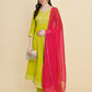Designer Stylish lime green Cotton Stitched Suit With Dupatta - Tanisha | Swadesiicart
