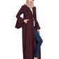 Bashariya Long Cardigan With Bell Sleeves Without Inner Abaya - Wine