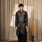 Black Greek Satin Designer Embroidery Work Kurta Set - Mahotsav