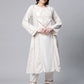 Ahalyaa Women Off White Colour Pure Cotton Printed Kurta Pant Set | Swadesiicart