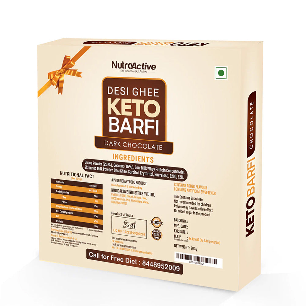 NutroActive Desi Ghee Barfi Hazelnut Chocolate | Swadesiicart