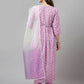 FIORRA Women's Lavender Lurex Cotton Flared Kurta Pant With Dupatta - Swadesiicart