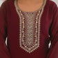 Ethnic Festive Wear Vichitra Silk Wine Stitched Suit With Dupatta - Tanisha | Swadesiicart