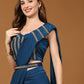Blue Polyester Solid Ready to Wear Saree with stitched Blouse - Nita | Swadesiicart