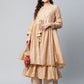 Ahalyaa Womens Beige Chanderi Kurta Palazzo Set with Dupatta | Swadesiicart