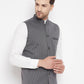 Even Apparels Grey Merino Men Woven Nehru Jacket BF708 | Swadesiicart