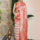 Shree Shyam Fashion Linen Cotton Red & White Saree