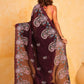 Vamsee Suhanisha Wine Korean Shimmer Silk Saree - Swadesiicart