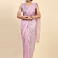 Light Lavendar Satin Solid Ready to wear Saree with stitched Blouse - Vanita | Swadesiicart