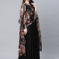 Ahalyaa Women Black Crepe Dress With Attached Dupatta | Swadesiicart