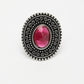 NVR Women's Pink Silver-Toned German Silver Adjustable Finger Ring | Swadesiicart