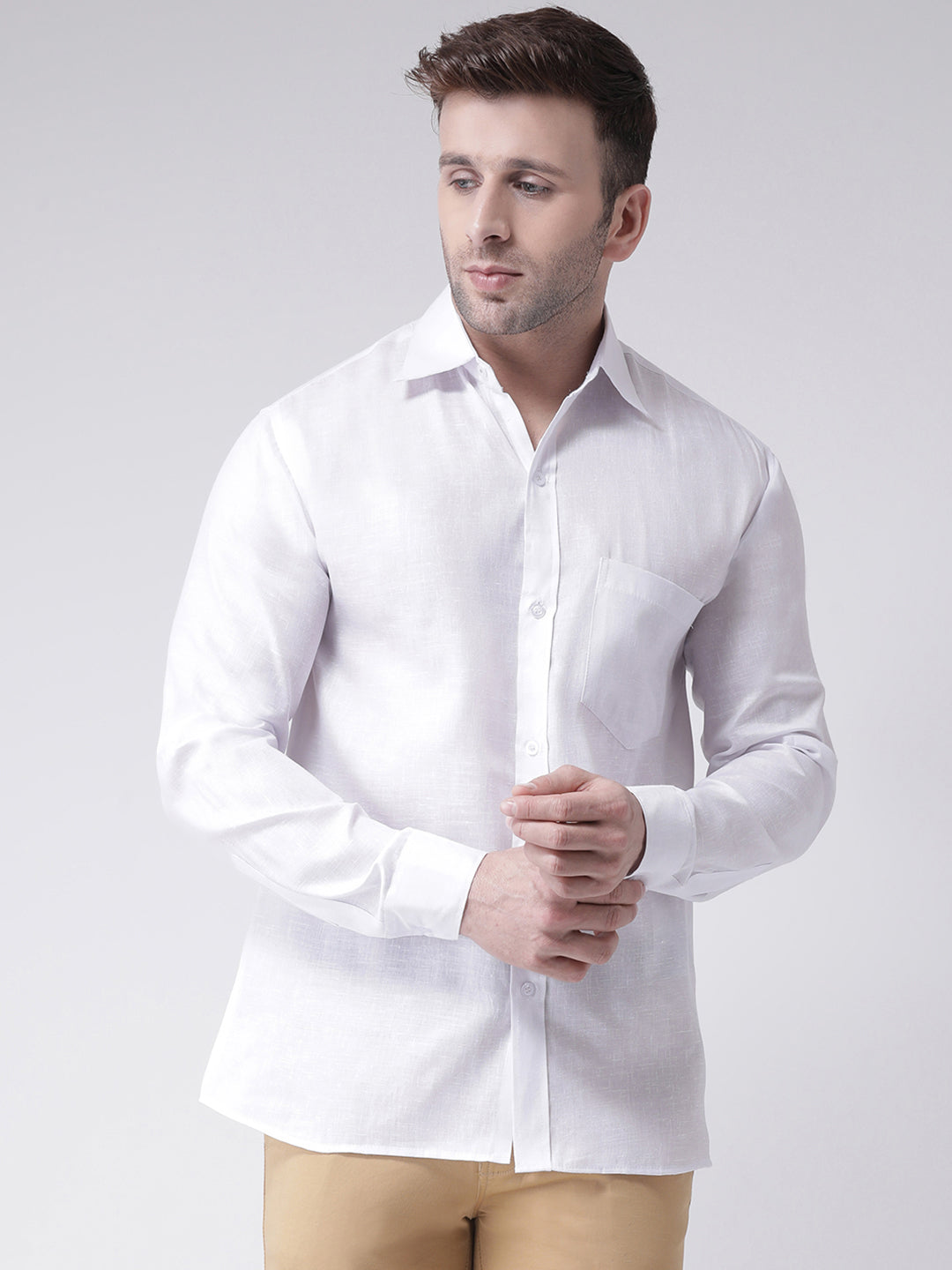 RIAG White Men's Full Sleeves Shirt | Swadesiicart