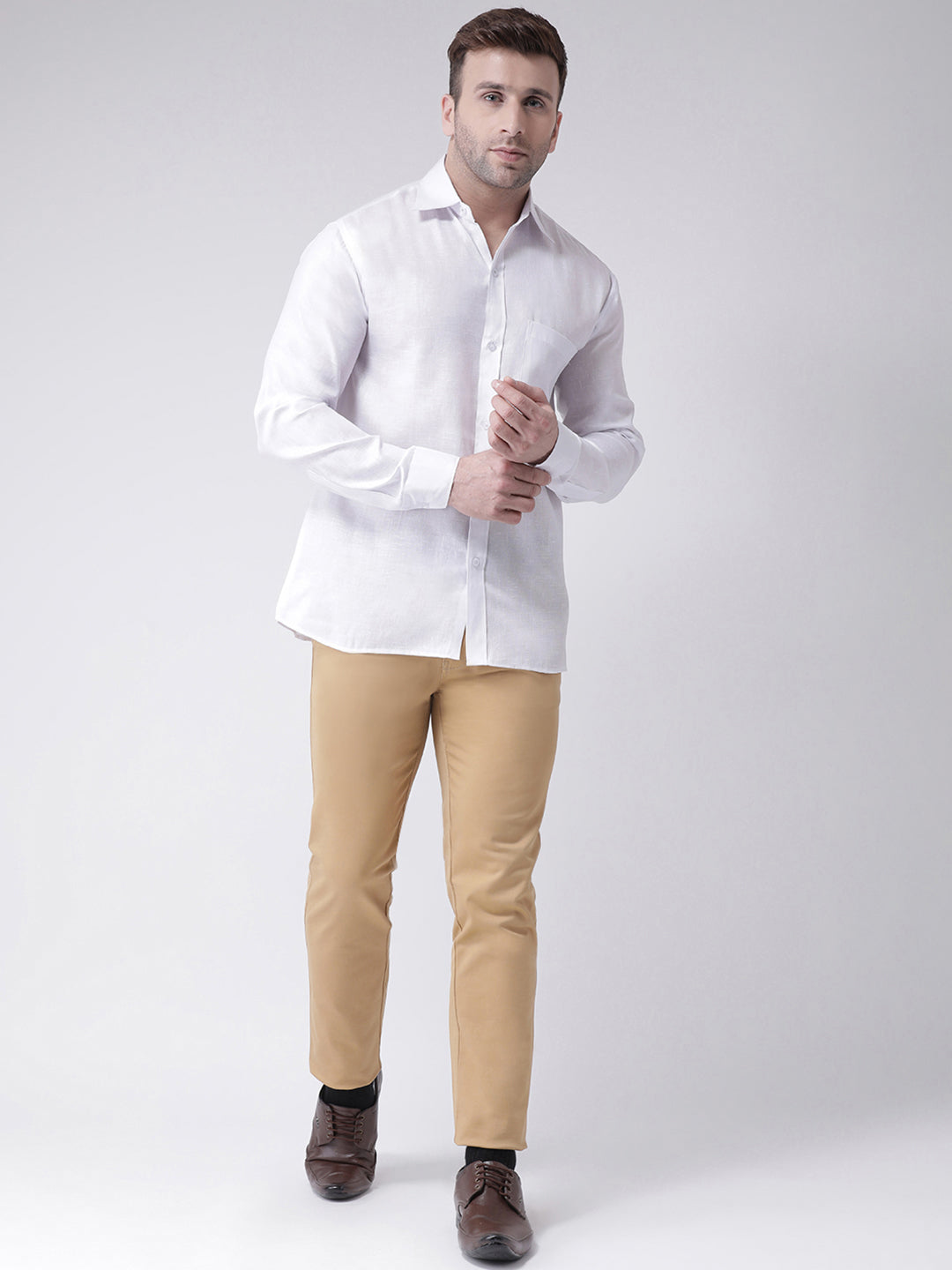 RIAG White Men's Full Sleeves Shirt | Swadesiicart