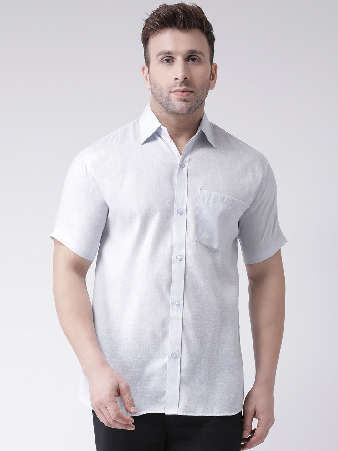 RIAG White Men's Half Sleeves Shirt | Swadesiicart