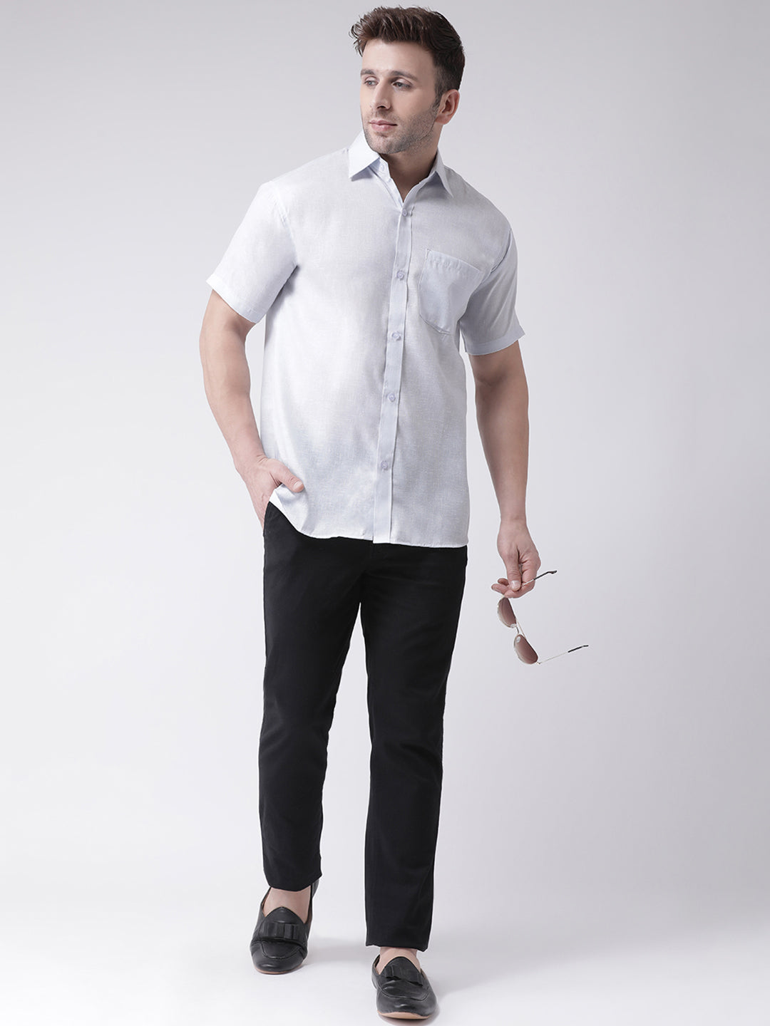 RIAG White Men's Half Sleeves Shirt | Swadesiicart