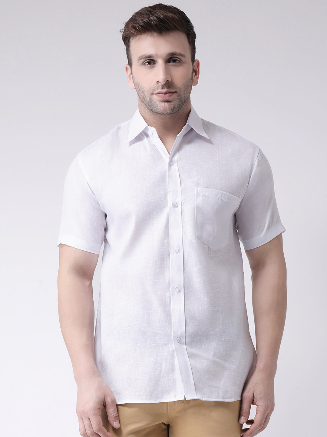 RIAG White Men's Half Sleeves Shirt | Swadesiicart