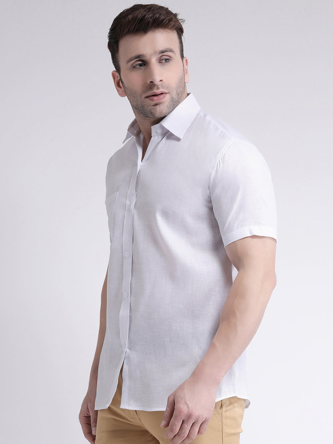 RIAG White Men's Half Sleeves Shirt | Swadesiicart