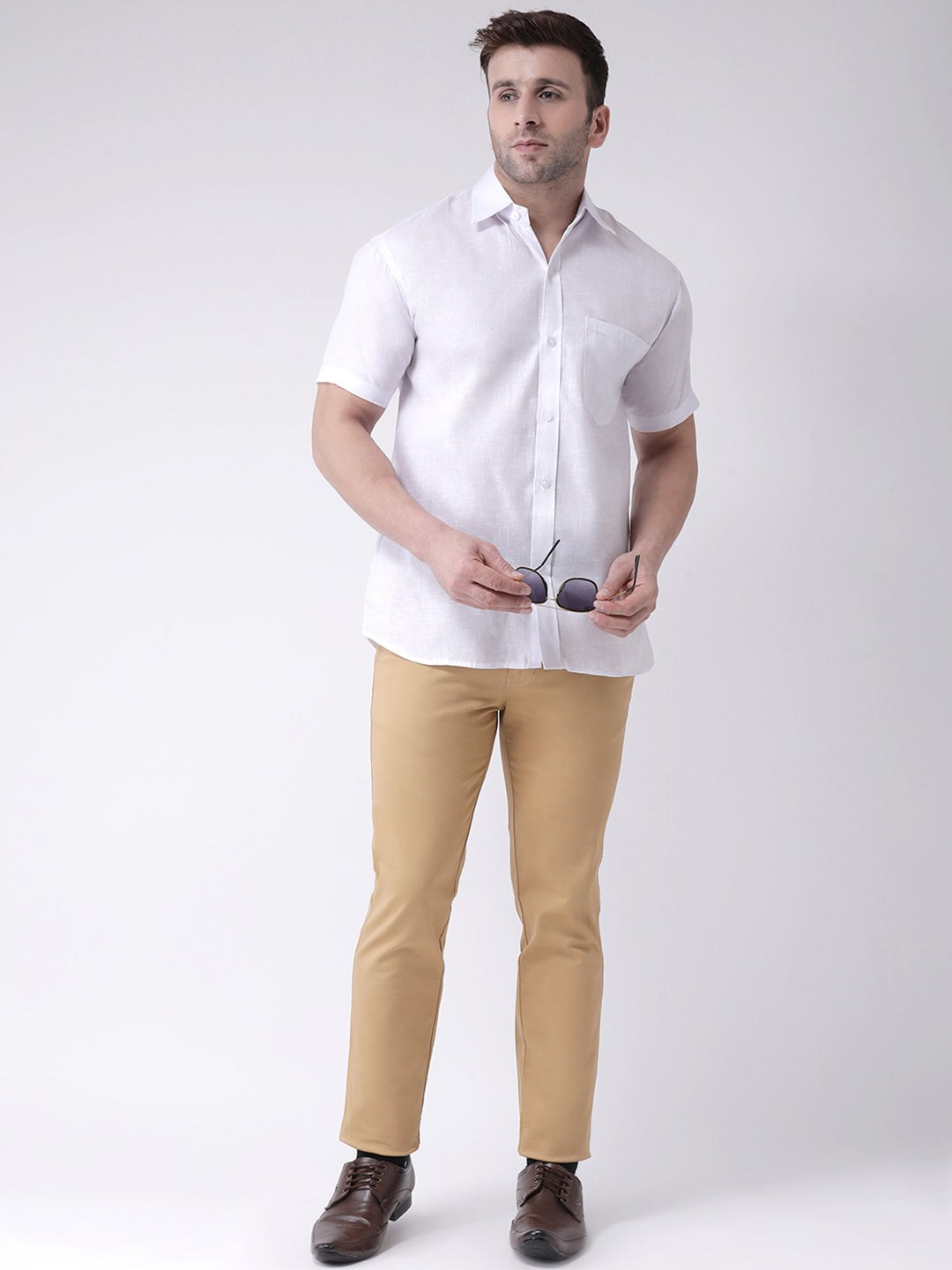 RIAG White Men's Half Sleeves Shirt | Swadesiicart