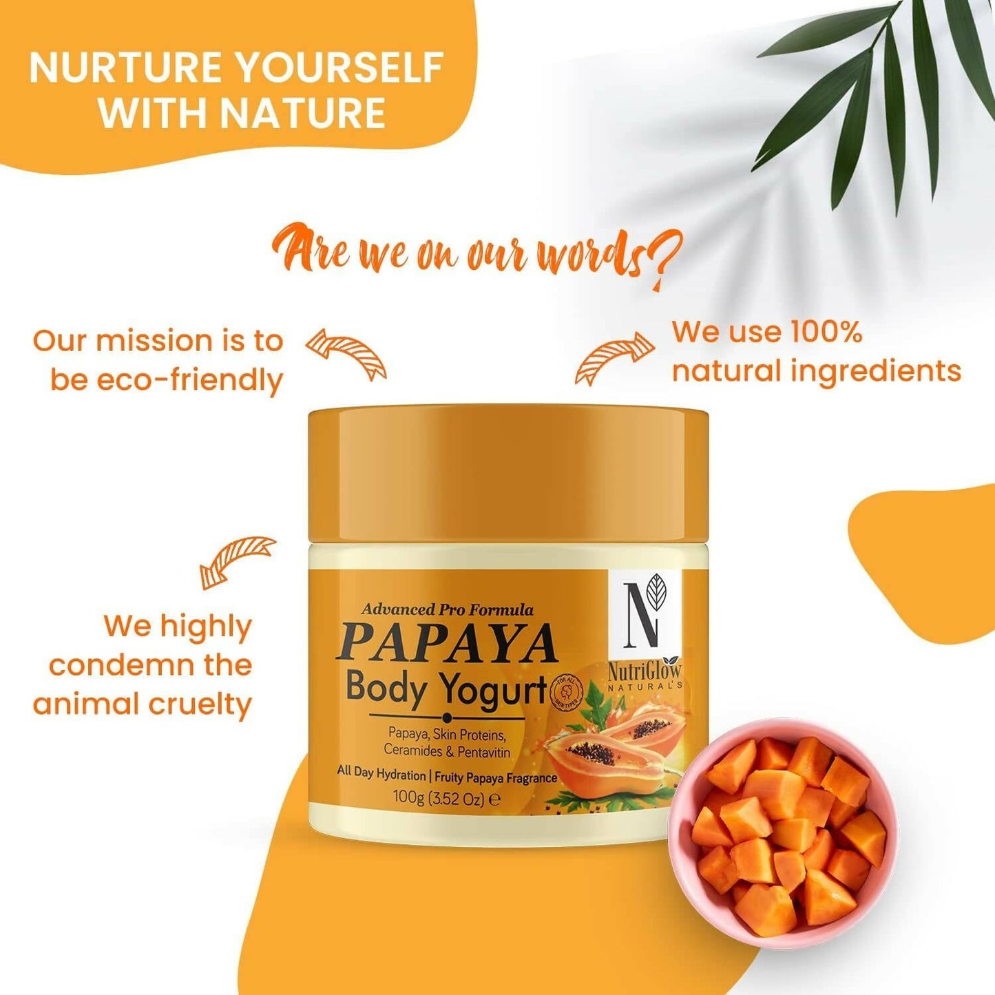 NutriGlow NATURAL'S Advanced Pro Formula Papaya Body Yogurt - Swadesiicart