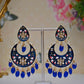 Royal Blue Gold-Polished Brass & Pearl Dangle Women Earrings| Hand Painted Meenakari Chandbali Traditional Ethnic Wear Earrings By House of Ree - Swadesiicart