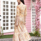 Peach Rayon Foil Printed Long Dress - Michan | Swadesiicart