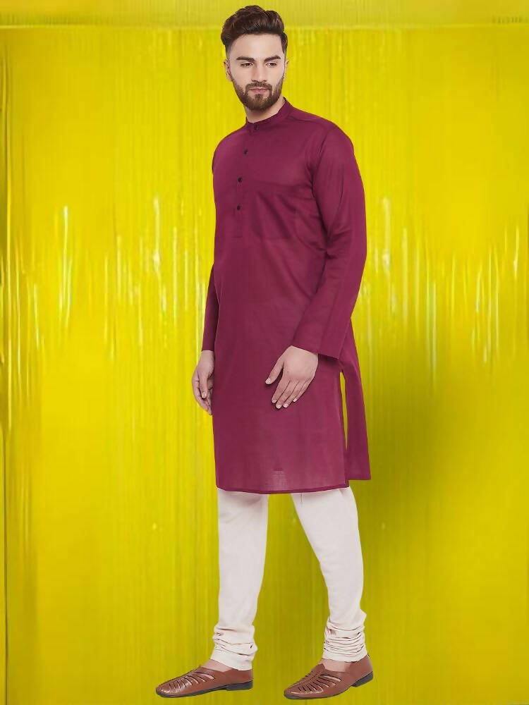 Even Apparels Pure Cotton Maroon Kurta - Maroon | Swadesiicart