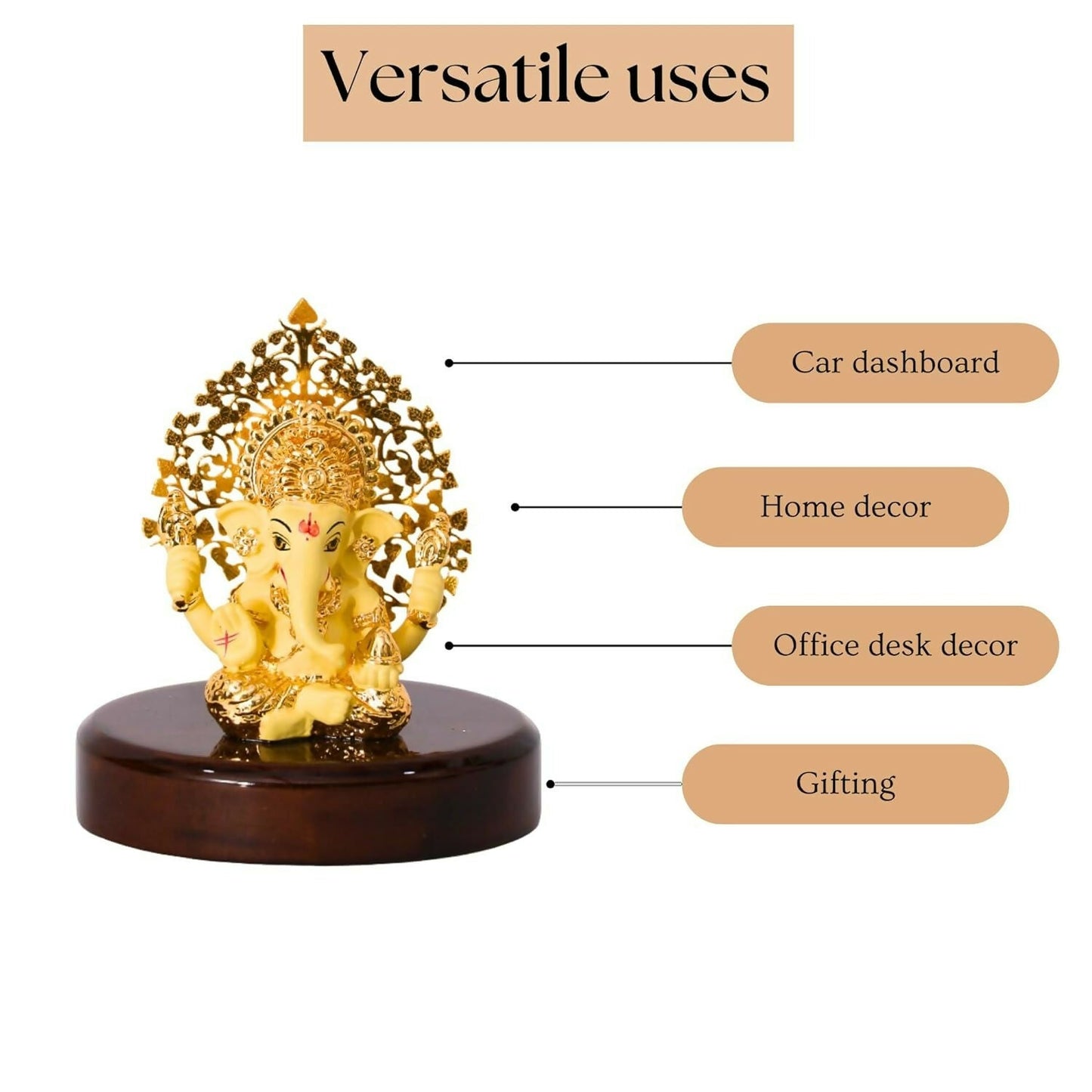 House Of Wemy Gold-Polished Lord Kalpavrikshya Tree Ganesha Idol - Swadesiicart